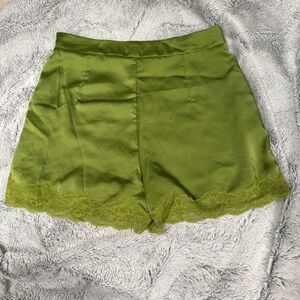 Paper moon Fern Green Satin Shorts Large